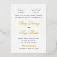 Vietnamese Foil Invitation Bilingual
