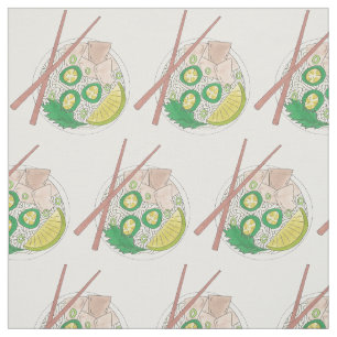 Vietnamese Food Chicken Noodle Pho Soup Foodie Fabric