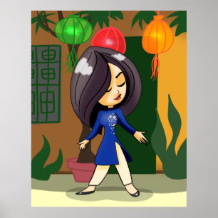 Vietnamese Girl in an Ao Dai Poster