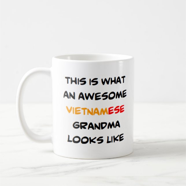 vietnamese grandma, awesome coffee mug (Left)