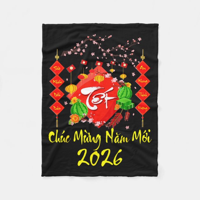 Vietnamese Lunar New Year 2026 Tet Viet Chuc Mung  Fleece Blanket (Front)