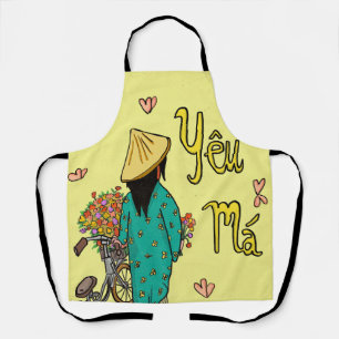 Vietnamese Mum Illustration Mothers Day Gift Apron