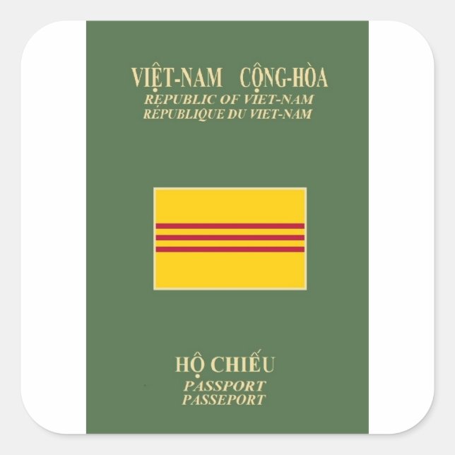 Vietnamese Passport - Flag of South Vietnam Square Sticker (Front)