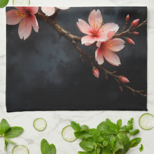 Vietnamese Peach Blossom Art Tea Towel
