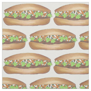 Vietnamese Pork Banh Mi Sandwich Food Foodie Fabric