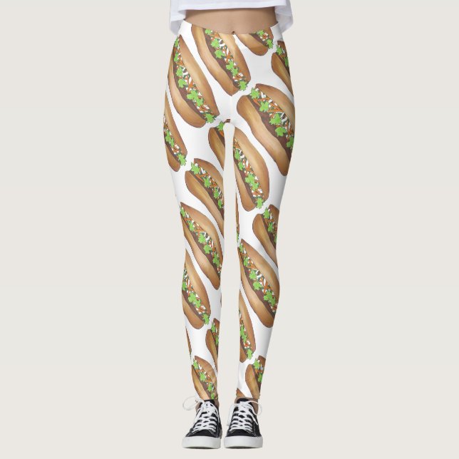 Vietnamese Pork Banh Mi Sandwich Food Foodie Leggings (Front)