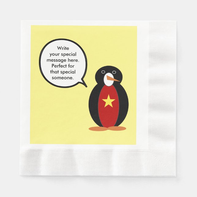 Vietnamese Talking Ms. Penguin Personalised  Napkin (Front)