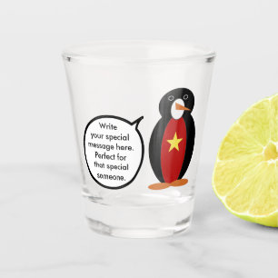 Vietnamese Talking Ms. Penguin Personalised  Shot Glass