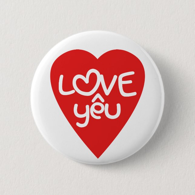 Vietnamese Valentine ♥ Love Yêu ♥ Asian Wordplay 6 Cm Round Badge (Front)