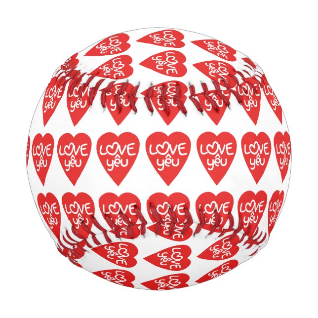 Vietnamese Valentine ♥ Love Yêu ♥ Asian Wordplay Baseball (Front)