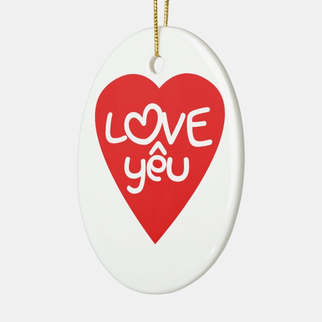 Vietnamese Valentine ♥ Love Yêu ♥ Asian Wordplay Ceramic Ornament (Left)