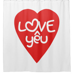 Vietnamese Valentine ♥ Love Yêu ♥ Asian Wordplay Shower Curtain