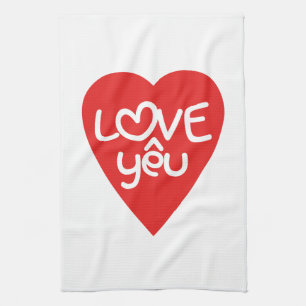 Vietnamese Valentine ♥ Love Yêu ♥ Asian Wordplay Tea Towel