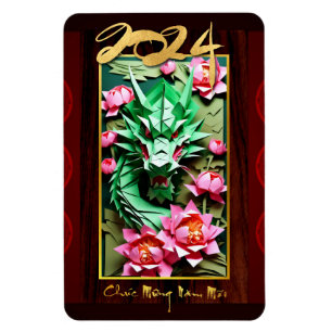 Vietnamese Wood Green Dragon New Year 2024 RecM Magnet