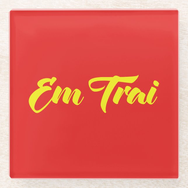 Vietnamese (Young) Brother - Em Trai ~ Tiếng Việt Glass Coaster (Front)