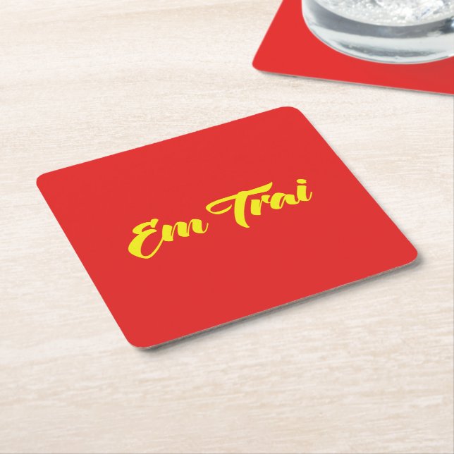 Vietnamese (Young) Brother - Em Trai ~ Tiếng Việt Square Paper Coaster (Angled)