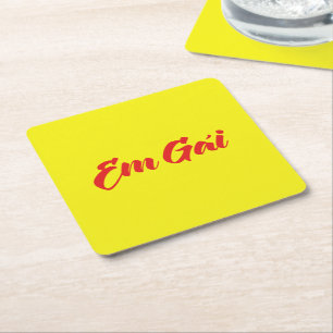 Vietnamese (Young) Sister - Em Gái ~ Tiếng Việt Square Paper Coaster