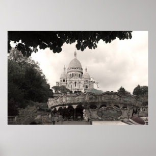 Vieux carrousel Sacré-Coeur de Montmartre Paris Poster