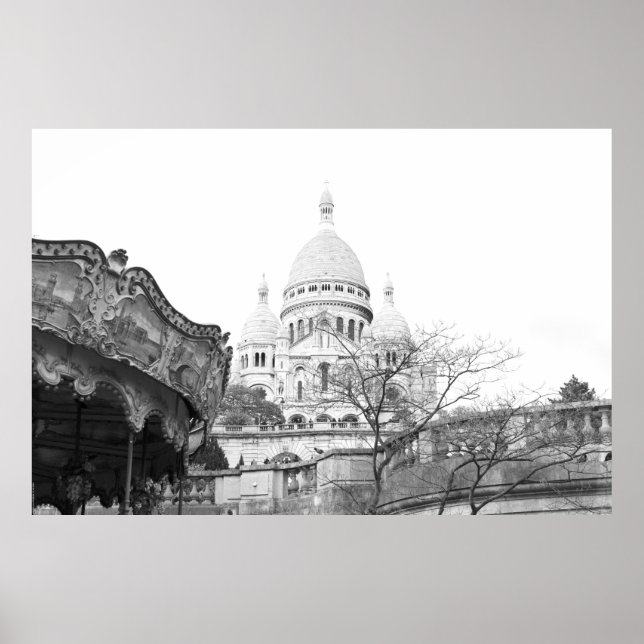 Vieux carrousel Sacré-Cœur de Montmartre Paris Poster (Front)