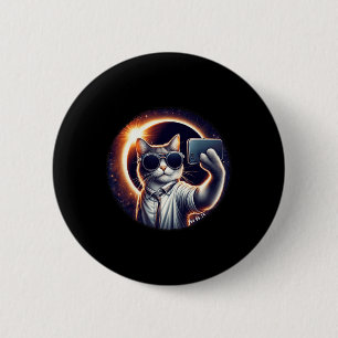 View American Totality 2024 Funny Selfie Cat Solar 6 Cm Round Badge