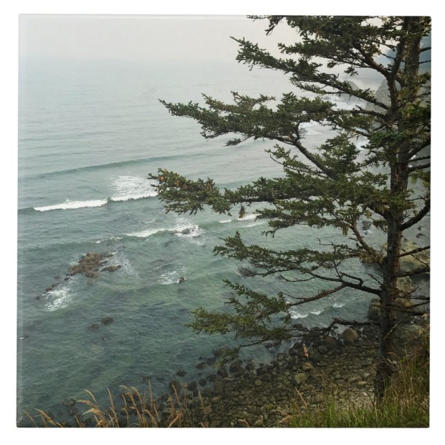 View at Simpson Reef Overlook, Oregon Coast Ceramic Tile (Front)