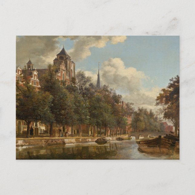 View Down a Dutch Canal Postcard (Front)