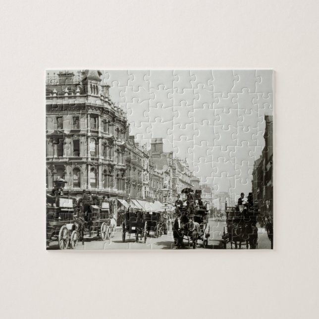 View down Oxford Street, London (b/w photo) Jigsaw Puzzle (Horizontal)