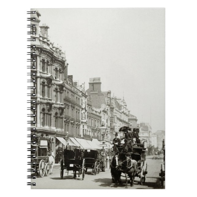 View down Oxford Street, London (b/w photo) Notebook (Front)