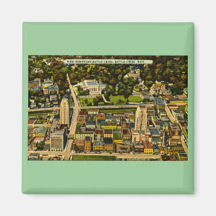 View Downtown Battle Creek, Michigan Vintage Magnet