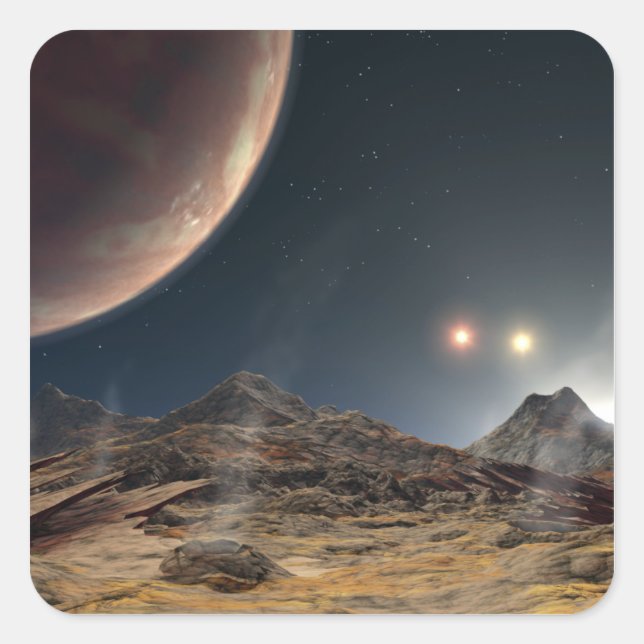 View from a hypothetical moon in orbit square sticker (Front)