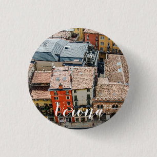View from above of colorful facades of buildings 3 cm round badge