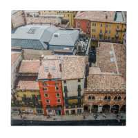 View from above of colorful facades of buildings