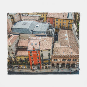 View from above of colorful facades of buildings fleece blanket
