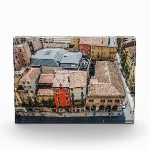 View from above of colorful facades of buildings photo block