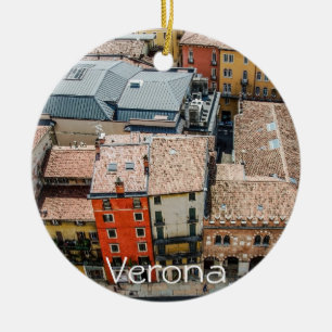 View from above of colourful facades of buildings ceramic ornament