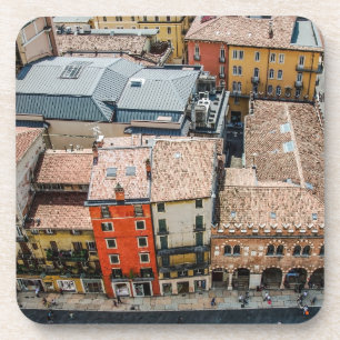 View from above of colourful facades of buildings coaster