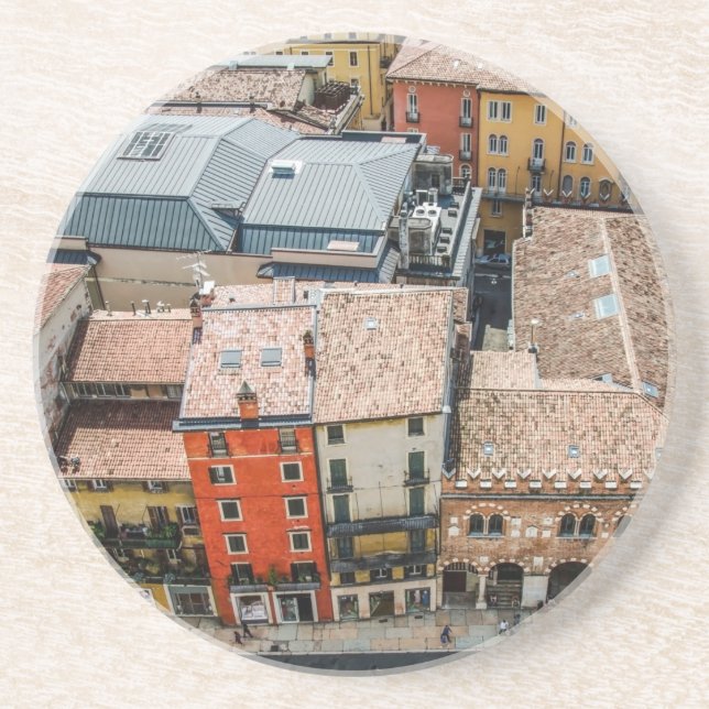 View from above of colourful facades of buildings coaster (Front)