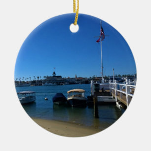 View from Balboa Island, Newport Beach, California Ceramic Ornament
