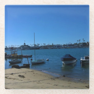 View from Balboa Island, Newport Beach, California Glass Coaster
