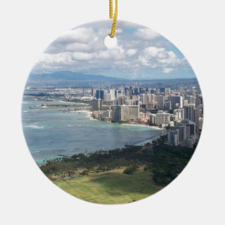 VIEW FROM DIAMOND HEAD- OAHU, HAWAII CERAMIC ORNAMENT