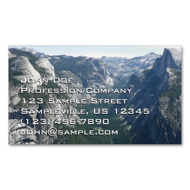View from Glacier Point in Yosemite National Park Magnetic Business Card (Front)