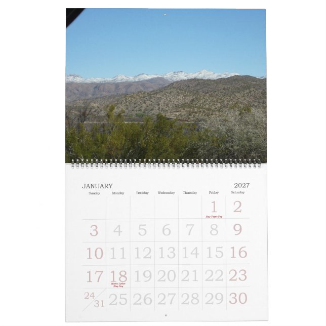 view from grand canyon calendar (Jan 2027)