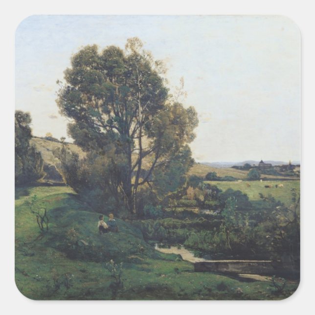 View from Moncel-sur-Seine, c.1868 Square Sticker (Front)