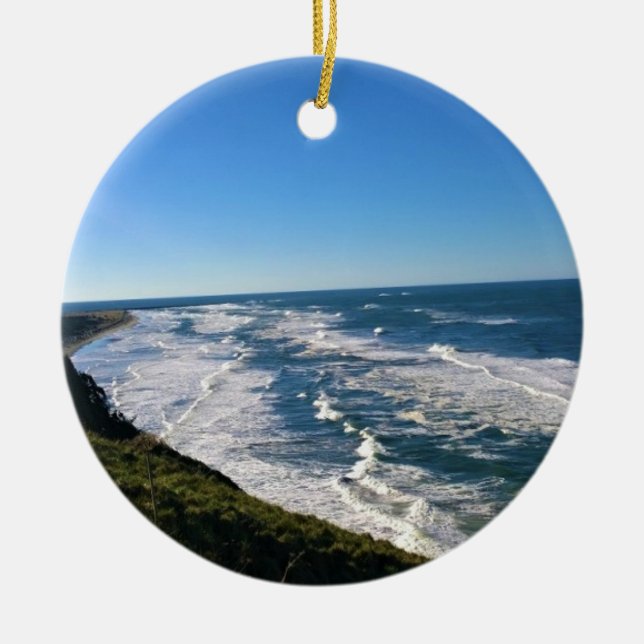 View from North Head Lighthouse, Washington Ceramic Ornament (Front)