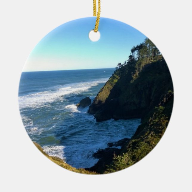 View from North Head Lighthouse, Washington Ceramic Ornament (Front)