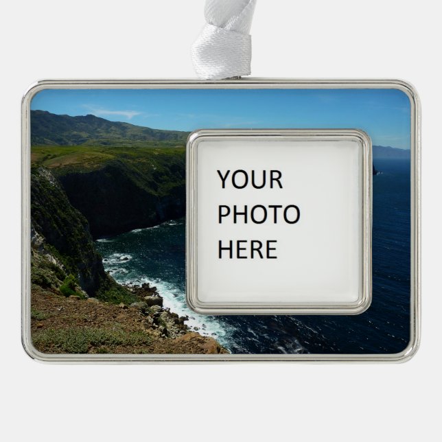 View from Santa Cruz Island in Channel Islands Silver Plated Framed Ornament (Front)