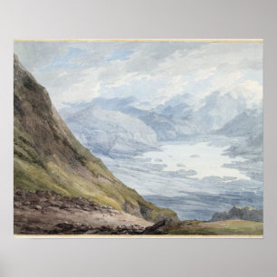 View from Skiddaw over Derwentwater (w/c over penc Poster