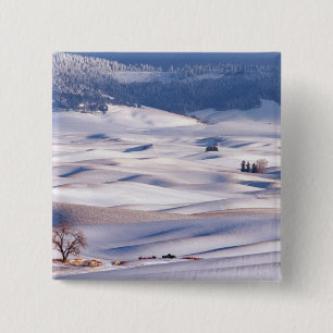 View from Steptoe Butte of rolling hills covered 15 Cm Square Badge
