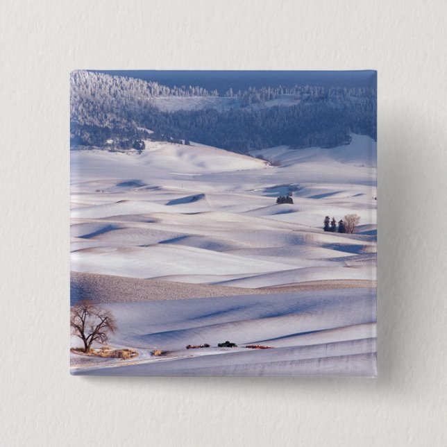 View from Steptoe Butte of rolling hills covered 15 Cm Square Badge (Front)