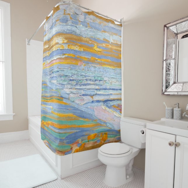 View from the Dunes with beach - Piet Mondrian - Shower Curtain (In Situ)